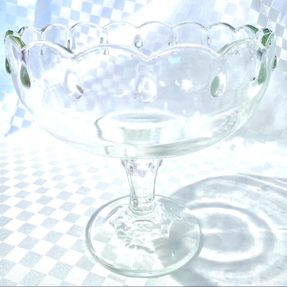 Vintage pressed glass bowl with teardrops accents - Picture 1 of 7